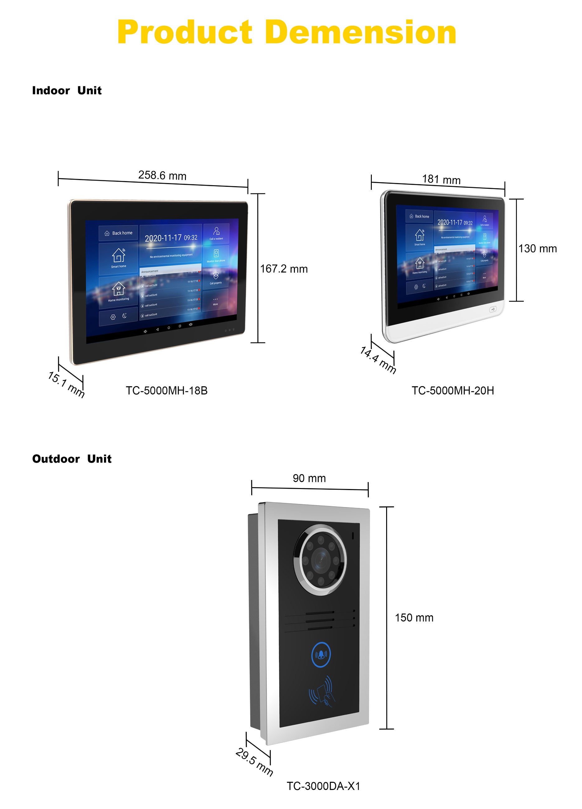 7/10 Zoll Android Tuya Smart-Video-Türklingel mit WLAN-Kamera, IP-Villa-Gegensprechanlage, IoT-Smart-Home-Bedienfeld, IC-Karte, Türklingel entsperren 