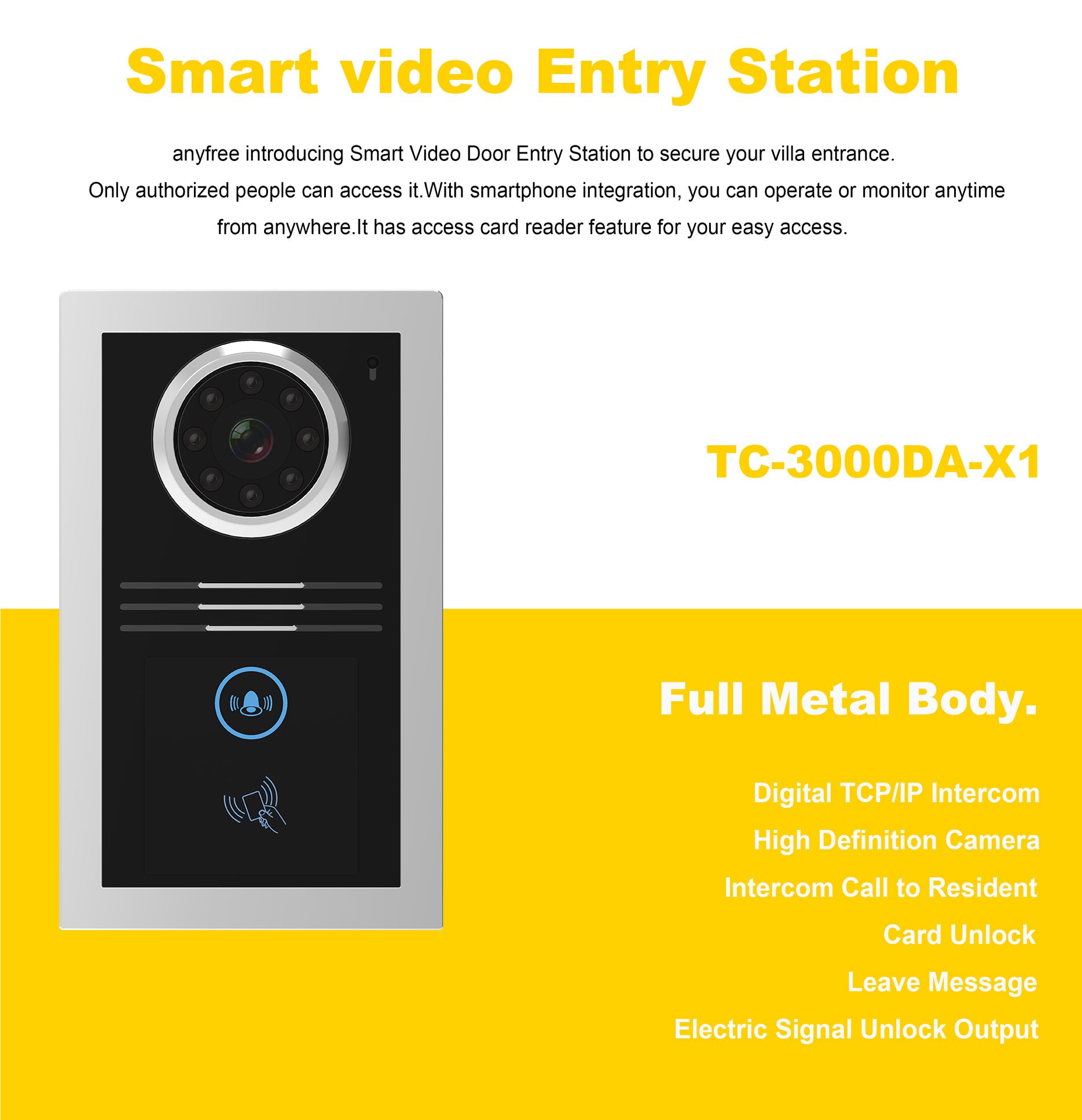 7 / 10 inch Android Tuya smart video doorbell with wifi camera IP villa intercom IoT smart home control panel IC card unlock doorbell